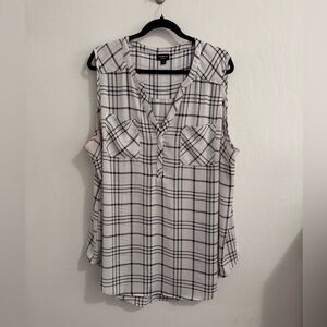 Torrid Harper White Plaid Sleeveless Blouse